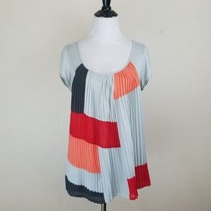 Anthroplogie, One September Grey Pleated T Shirt